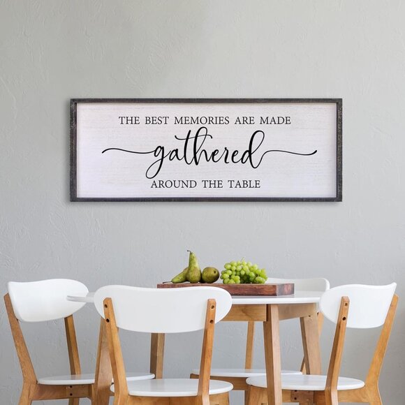 The Best Memories Are Made Gathered Around The Table Wall Decor 32"x12" Large Ru - Picture 4 of 7